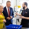 Lorraine Beavers, MP for Blackpool North and Fleetwood and Luke Pollard, Minister of State at the Ministry of Defence discussing skills provision with Alex Molloy, Curriculum Manager, Engineering at Blackpool and The Fylde College.