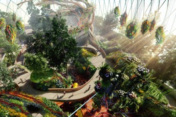 Eden Project Morecambe External CGI Dusk Grimshaw
