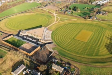 The view from above in Farington of the new cricket facility
