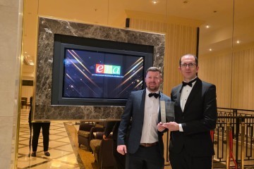 LbQ's Social Media Manager, Danny Gardner, and Group Finance Manager, Mal Nisbet, celebrating success at last year's Education Resources Awards