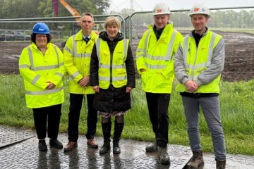 Valerie Wise on site with members of the project team
