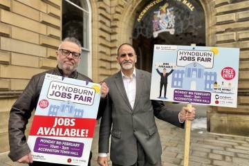 Cllr Scott Brerton and Cllr Munsif Dad launched the 2026 Hyndburn Jobs Fair.jpg.jpg