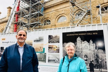 NEW HERITAGE DISPLAY CELEBRATES THE PAST PRESENT AND FUTURE OF ACCRINGTON MARKET pictured Judith Murphy and Cllr Munsif Dad.jpeg.jpg