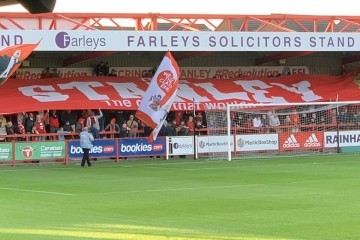The famous Accrington Stanley flags in the Clayton End.jpg.jpg