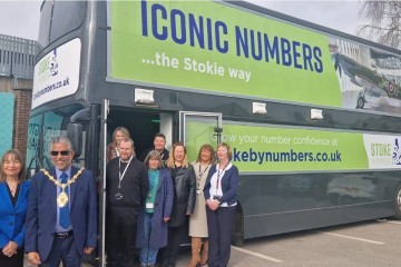 Councillor Majid Khan, Lord Mayor of Stoke-on-Trent and Lisa Capper, MBE, Principal and CEO of Stoke-On-Trent College on a visit to the promotional bus.jpg.jpg