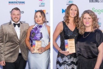 Chloe Baine from MGS Plastics with Dan Hulme of Inspired and then Abby Watson from Safran presented award by Dawn Huntrod.