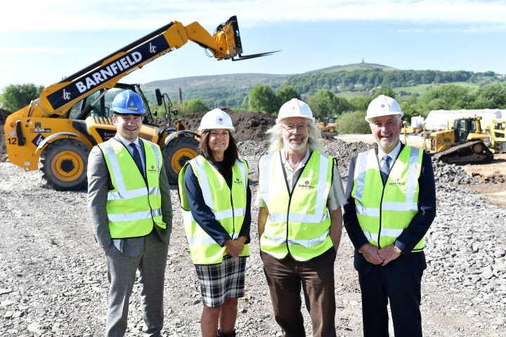 Oliver Webber, Tracy Clavell-Bate and Tim Webber from Barnfield Group with Cllr Phil Riley, second from right, Leader of Blackburn with Darwen Council