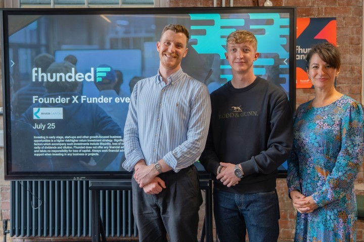 Rory Southworth and Troy Wood from Fhunded, Angelene Woodland from The British Business Bank