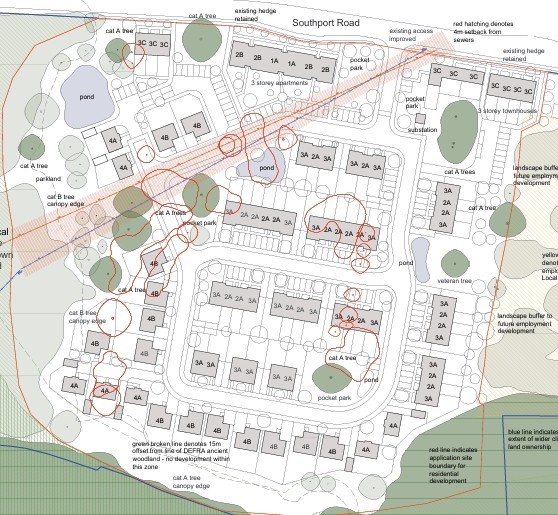 Plans for the 97 homes in Chorley