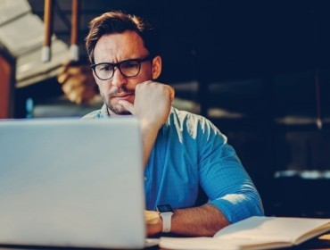 Worker looking at computer