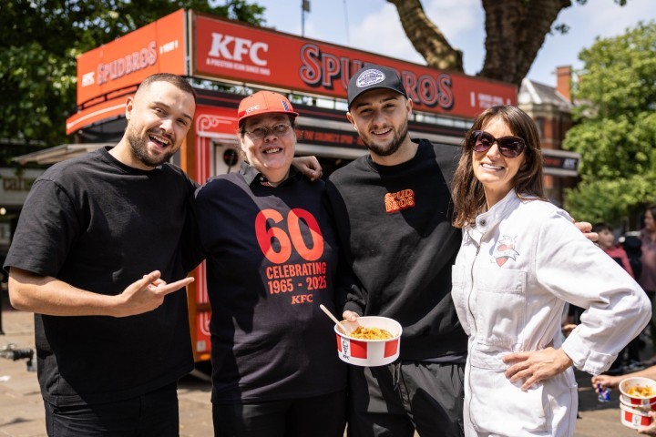 SpudBros KFC Local Legend Roz Eccles And Jenny Packwood Chief Corporate Affairs Officer At KFC Pan Europe And UK Ireland At KFCs 60th Birthday Community Event In Preston