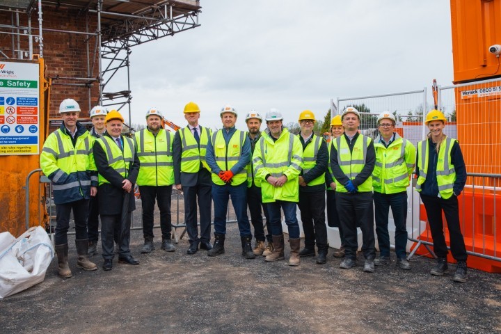 Representatives from the Leyland Town Deal Board, South Ribble Borough Council, Eric Wright Construction, R.P. Tyson Construction and MHCLG