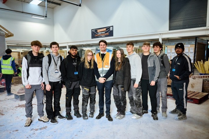  Preston College's student ambassadors with Sean Regan, Contracts Manager at Barratt Homes