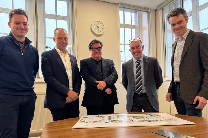 The team looking at plans for the Samlesbury Innovation Hub