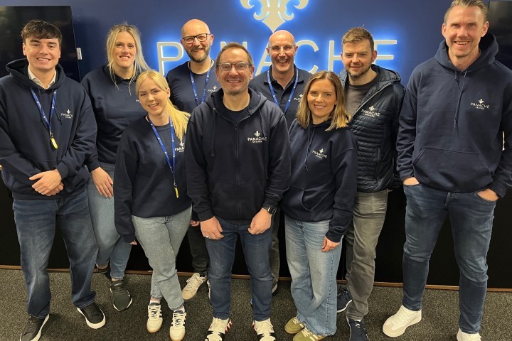 Panache Cruises CEO James Cole with eight new hires from dnata Travel Group