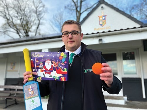 Lettings Manager And Sales Advisor At Pendle Hill Properties Toby Burrows Launched The Cricket Bat Giveaway At Padiham Cc