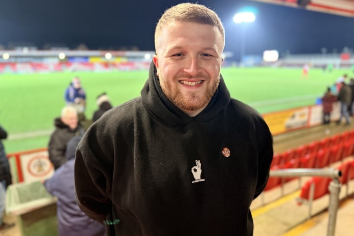 Head of Partnerships at ANDYSMANCLUB, Lucas Whitehead, at the Wham Stadium.JPEG.jpg