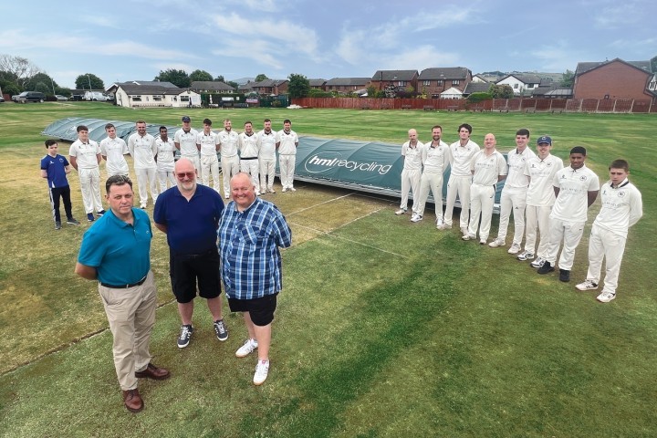HML Recycling sponsor wicket covers at Oswaldtwistle Immanuel Church Cricket Club.jpg.jpg