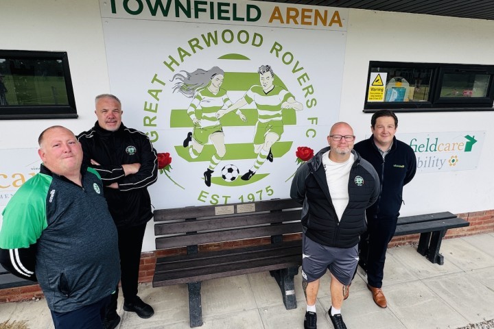 Members of the Great Harwood Rovers team with John Timmins from Townfield Care.jpg.jpg