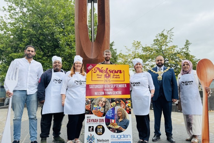 Representatives from Nelson Town Council and Sugden Ltd launched the food festival in Nelson Town Centre.jpg.jpg