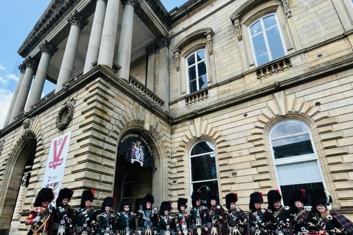 The Accrington Pipe Band outside Accrington Town Hall.jpg.jpg