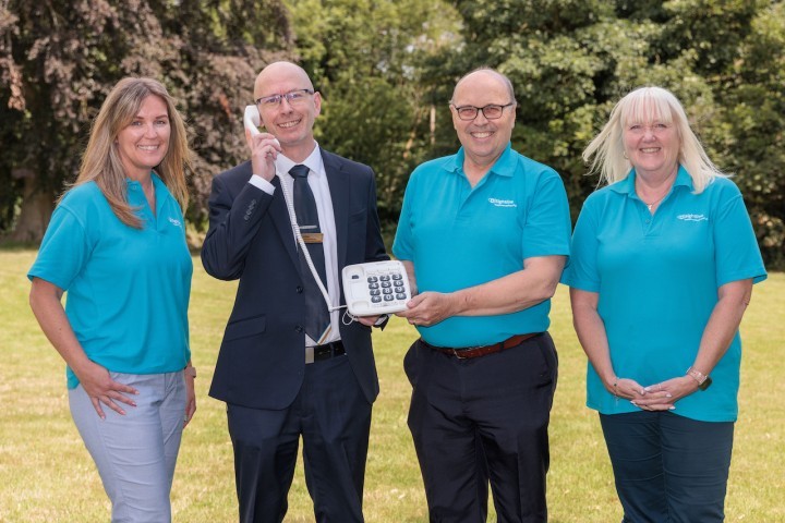 Miller Homes Development Sales Manager Andy Brooks with Sightline Marketing Manager Rebecca Billington, Charity Director Ian Edwards and Services Manager Andrea Allinson..jpeg.jpg