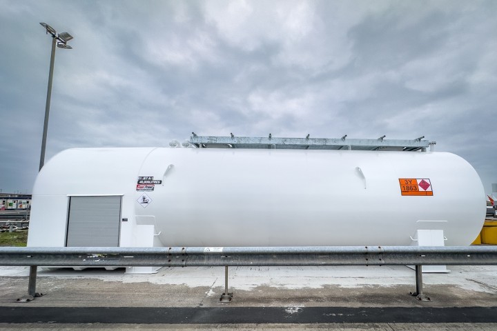 The new 40,000-litre bulk fuel tank at Blackpool Airport. Photo: Andy Bell Images