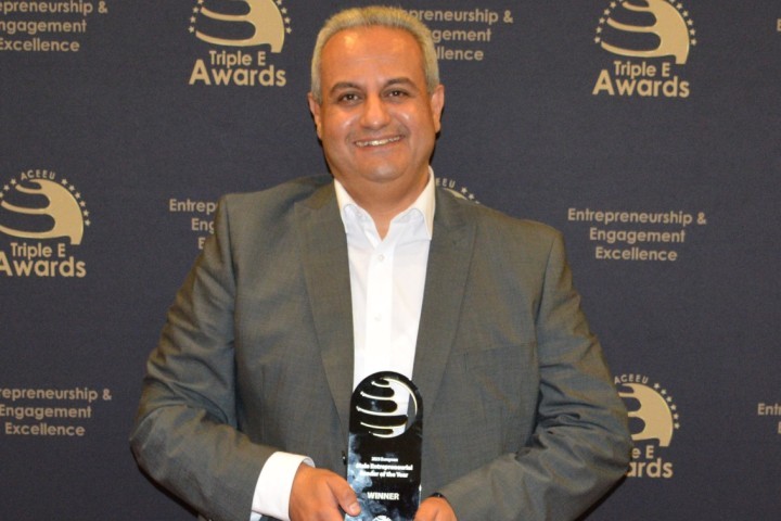 Professor Ahmed Onsy With His Triple E Trophy