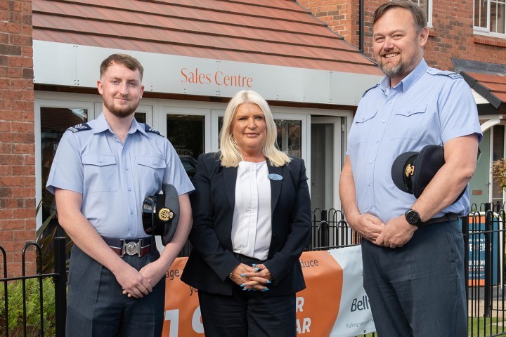 Bellway's sale advisor Tanya with Sgt Samuel Coakley (left) & Pilot Officer Neil Fletcher (right) from 1439 (Skelmersdale) Squadron.jpg.jpg