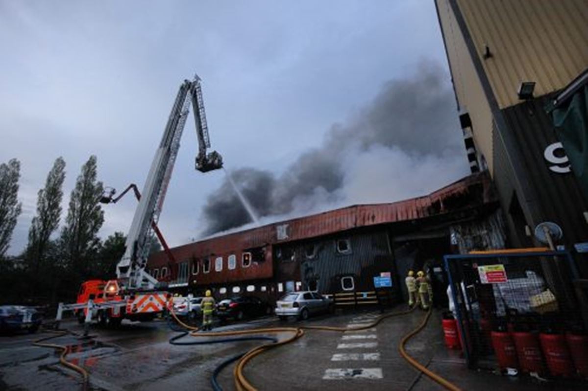 The blaze at the Walton Summit site. Picture from Lancashire Fire and Rescue.